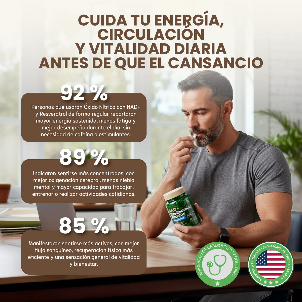 NAD+ CON RESVERATROL - REJUVENECEDOR CELULAR.