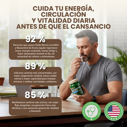 NAD+ CON RESVERATROL - REJUVENECEDOR CELULAR.