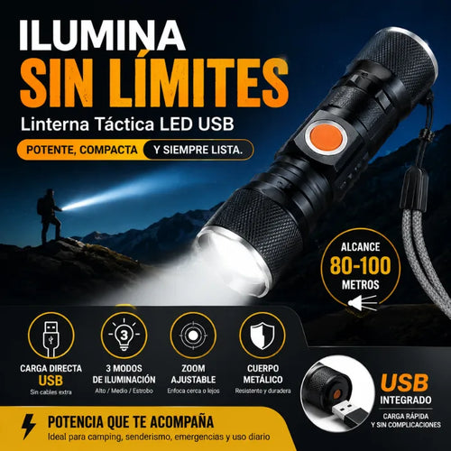 Linterna Mini Usb Recargable - Ideal para viajes, hogar y emergencias