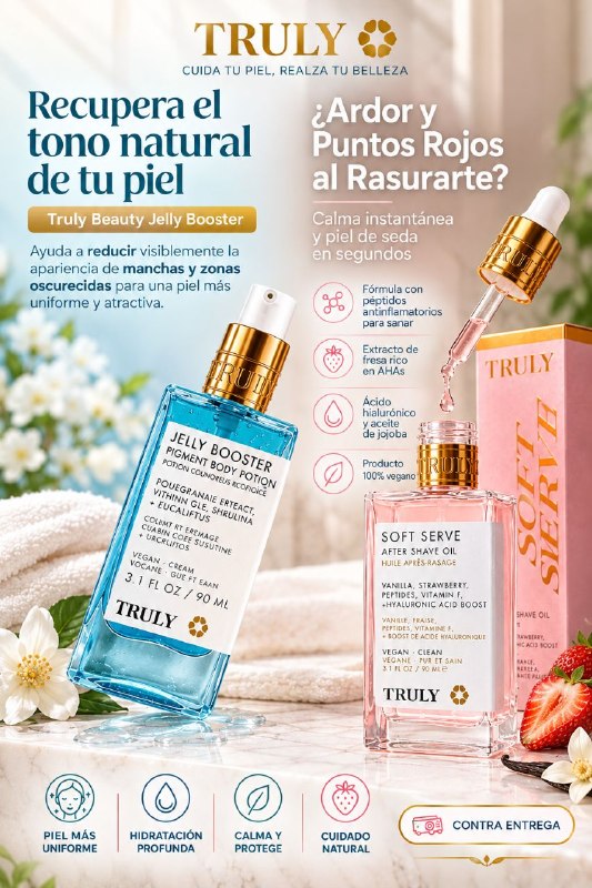 Pack TRULY Cuidado Facial y Corporal – Jelly Booster + Soft Serve After Shave Oil