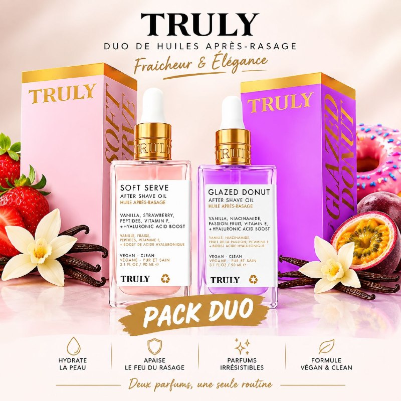Pack Dúo de Aceites After Shave TRULY – Soft Serve + Glazed Donut | Hidratación y Cuidado de la Piel